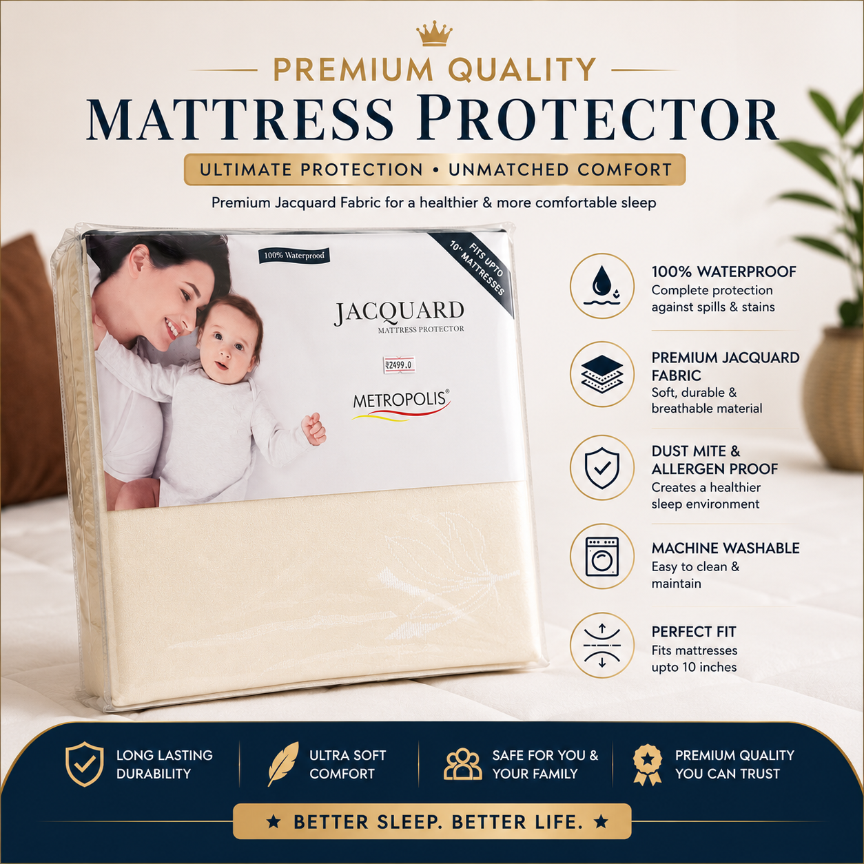Waterproof Super Soft Mattress Protector (King)